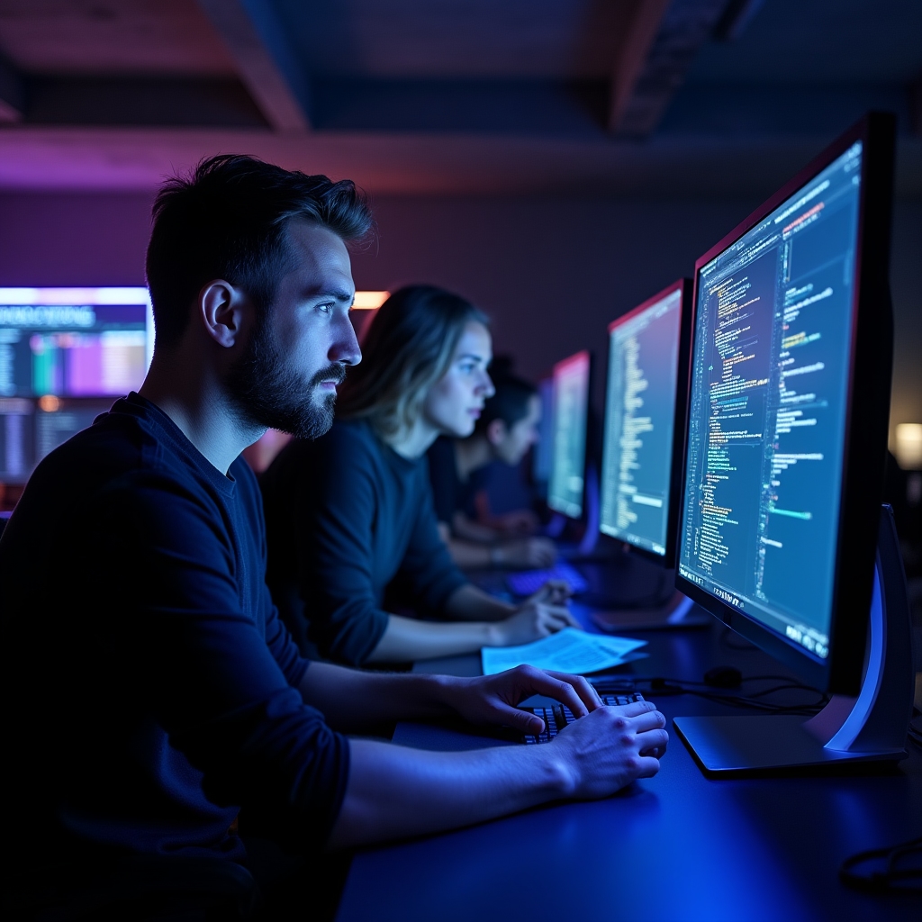 Команда разработчиков за работой над системой